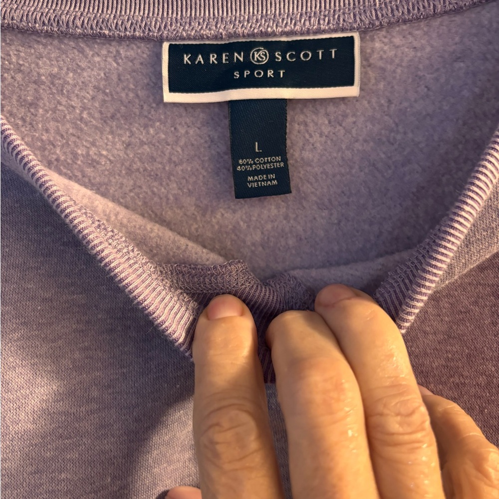 Karen Scott Lavender Elevated Sweatshirt - Picture 3 of 3